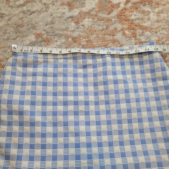 Endless Rose Blue Plaid Skirt with Crocheted Lace Hem - Size Large - Picture 7 of 9